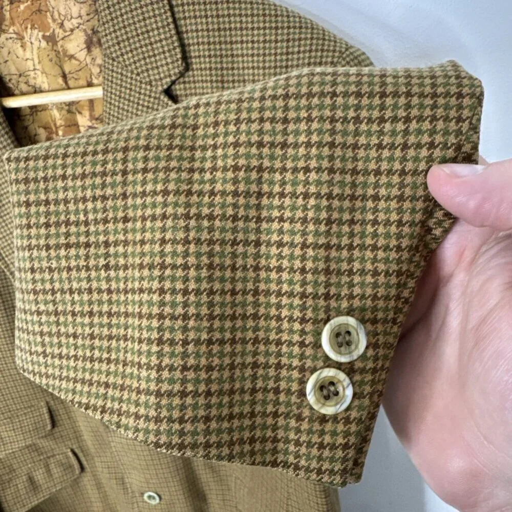 Vintage Glentex Tweed Wool Blazer 42 Houndstooth Eaton’s British Isles‎ Jacket
